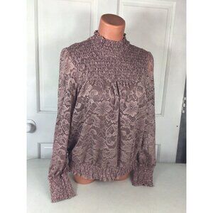 Cable & Gauge Lace Blouse Lined Womens Large NEW $50